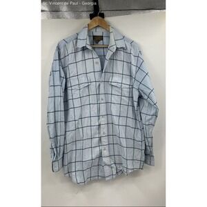 Eddie Bauer Long Sleeve Button Down Shirt Men's Medium Blue Plaid Casual